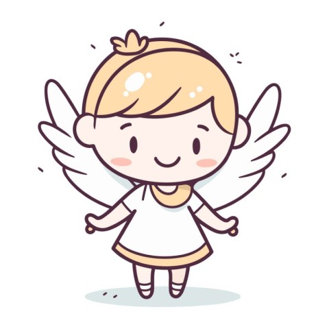 Cute little angel girl. Vector illustration. Cartoon character d