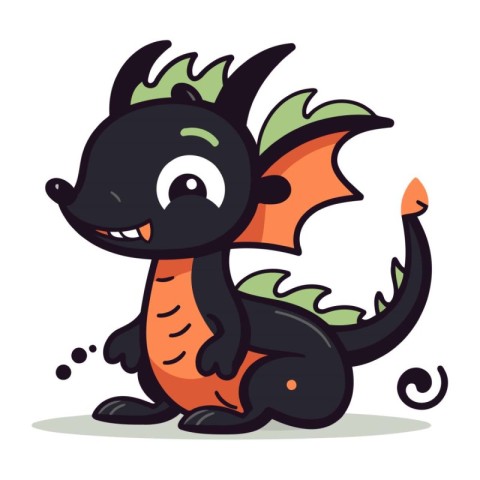 Cartoon dragon. Vector illustration isolated on a white backgrou