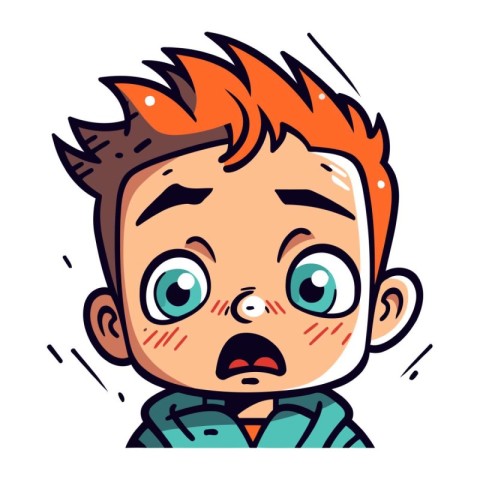 Angry boy face. Vector illustration in cartoon style on white ba