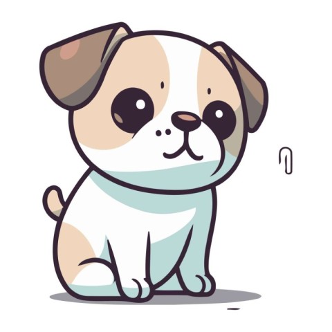 Cute cartoon pug dog. Vector illustration of a dog.