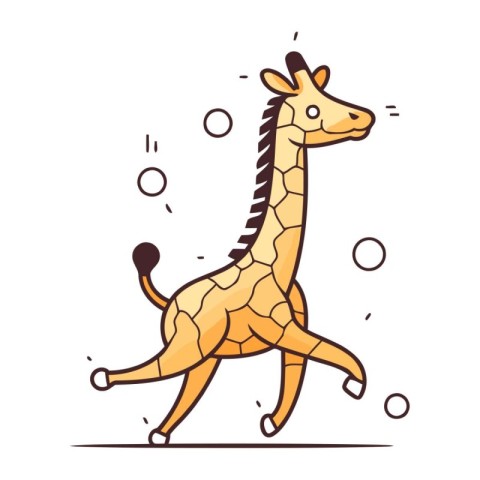 Cute giraffe. Vector illustration in cartoon flat line style.