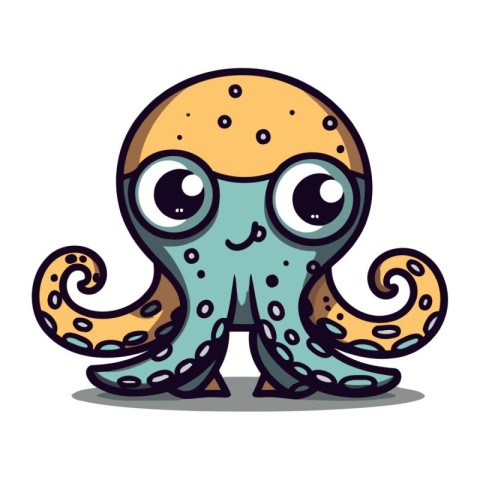 Cute Octopus Cartoon Mascot Character Vector Illustration.