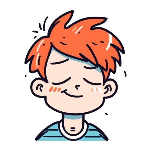 Vector illustration of a cute cartoon boy with red hair and frec