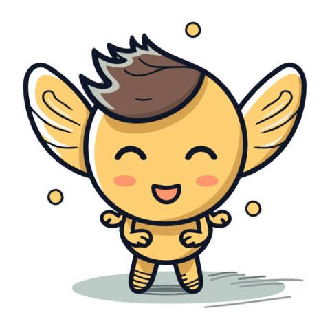 Cute angel cartoon character. Vector illustration. Isolated on w