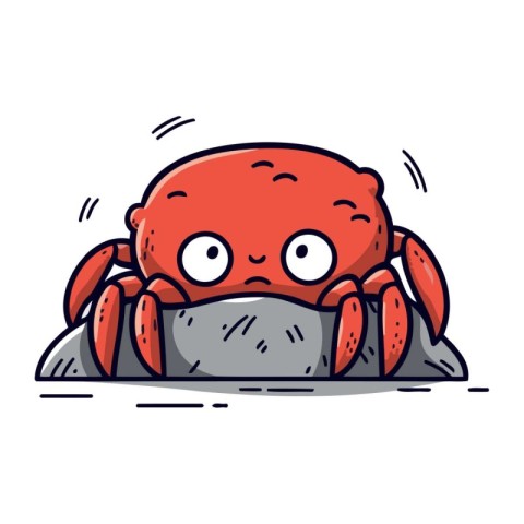 Cute cartoon crab. Vector illustration of a funny red crab.