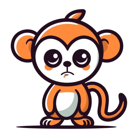 Cute cartoon monkey. Vector illustration isolated on a white bac