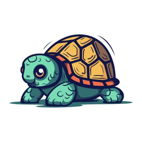 Cute cartoon turtle. Vector illustration isolated on a white bac