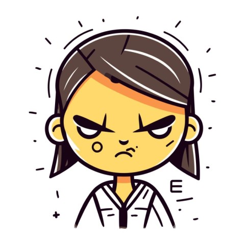 Illustration of a woman who is angry. Vector illustration in car