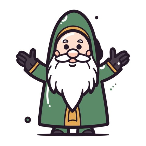 Cartoon Santa Claus. Merry Christmas and Happy New Year. Vector