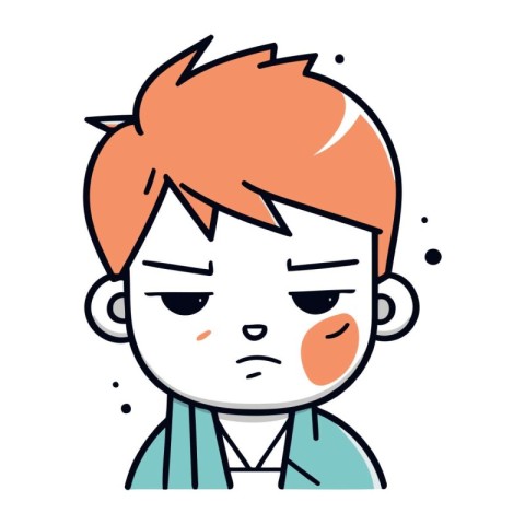 Angry boy cartoon character. Vector illustration in line art sty