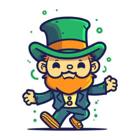 Leprechaun running vector illustration. St. Patricks Day.