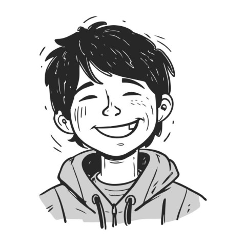 Smiling boy. hand drawn vector illustration in doodle style