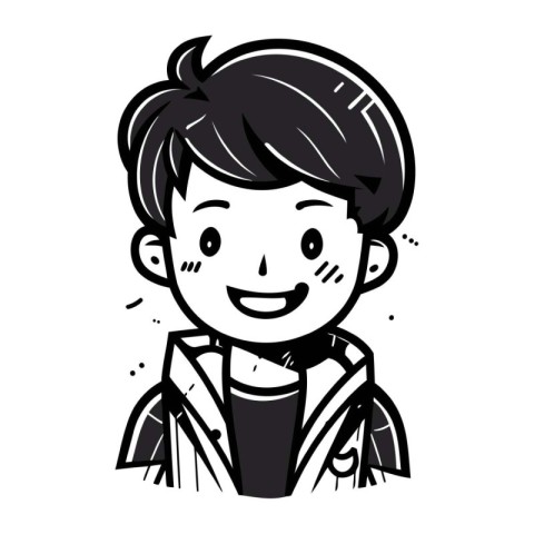 Illustration of a boy wearing a coat with a smile on his face