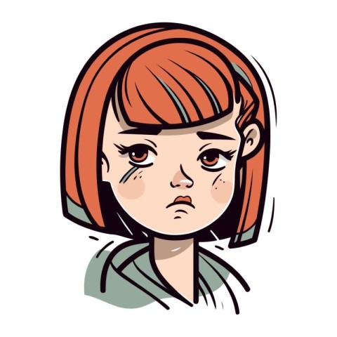 Angry woman with red hair. Vector illustration of a girl with a