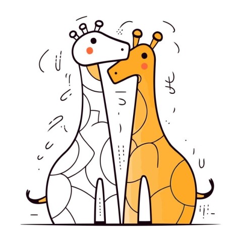 Cute cartoon giraffe. Vector illustration in flat linear style.