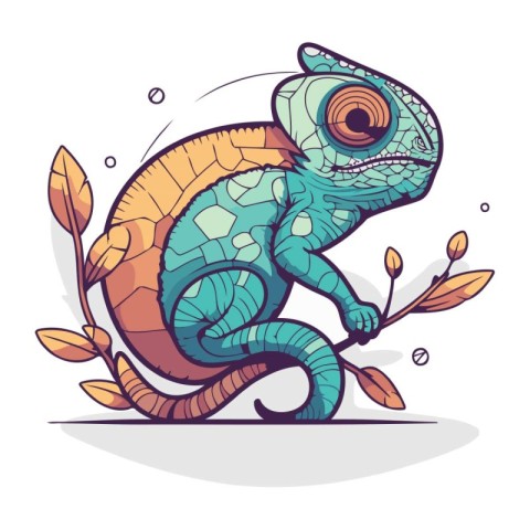 Cartoon chameleon. Vector illustration of a chameleon.