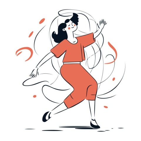 Vector illustration of a girl dancing in the style of flat desig