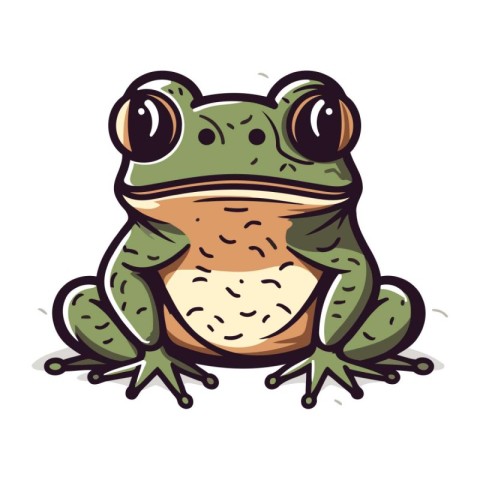 Cute cartoon frog isolated on a white background. Vector illustr