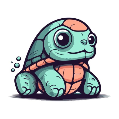 Cute cartoon turtle. Vector illustration isolated on a white bac