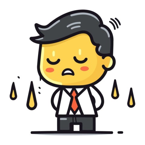 Businessman Crying   Business Cartoon Vector Illustration