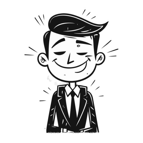 Vector illustration of a happy man in a suit with a smile.