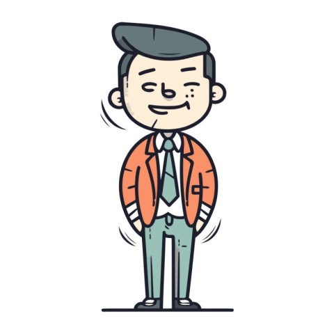 Character illustration design. Businessman happy cartoon style.