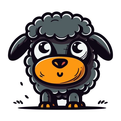 Cute cartoon sheep. Vector illustration isolated on a white back