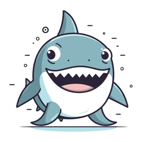 Cartoon shark. Vector illustration of a cute cartoon shark. Cart