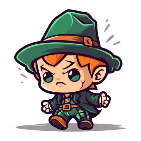 Vector illustration of a boy dressed as a leprechaun.