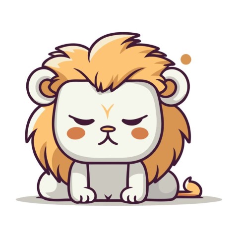 Lion Cute Cartoon Mascot Character Flat Vector Illustration