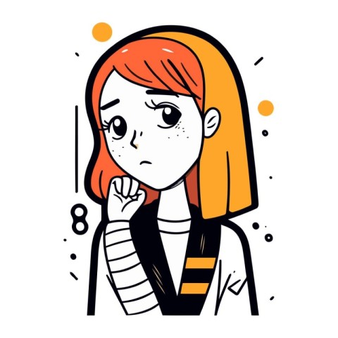 Illustration of a Teenage Girl Who Feeling Unhappy and Stressed