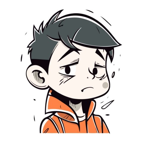 Vector illustration of a boy with a sad expression on his face.