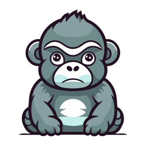 Gorilla Monkey Cartoon Mascot Character Vector Illustration.