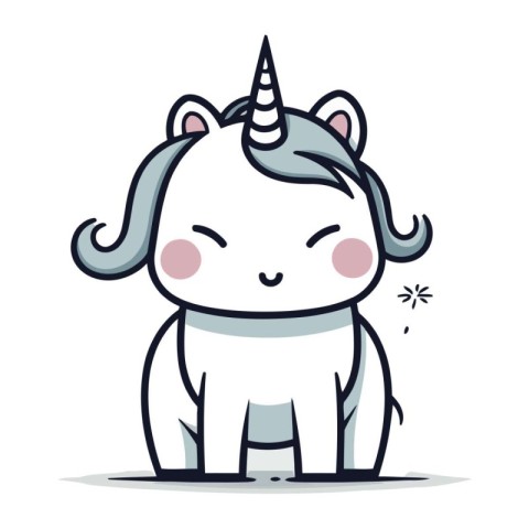 Cute unicorn cartoon. Vector illustration in doodle style.