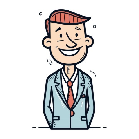 Vector illustration of a smiling businessman in a suit. Cartoon