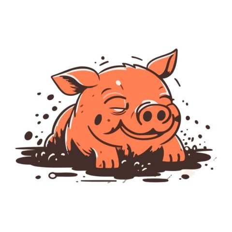 Cute pig on a white background. Vector illustration in cartoon s