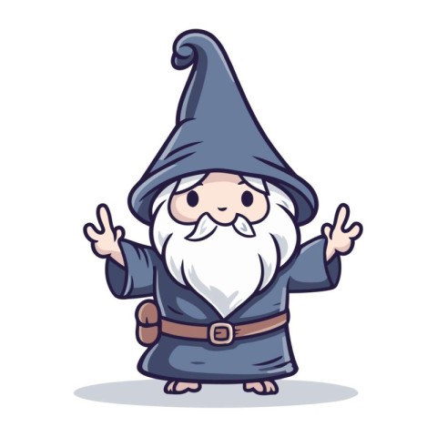 Cartoon Wizard Wearing Costume Showing Peace Sign Vector Illustr