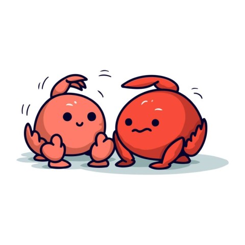 Cute crab character. Vector illustration in cartoon style on whi