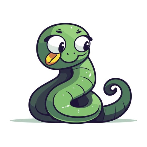 Cute cartoon snake. Vector illustration. Isolated on white backg