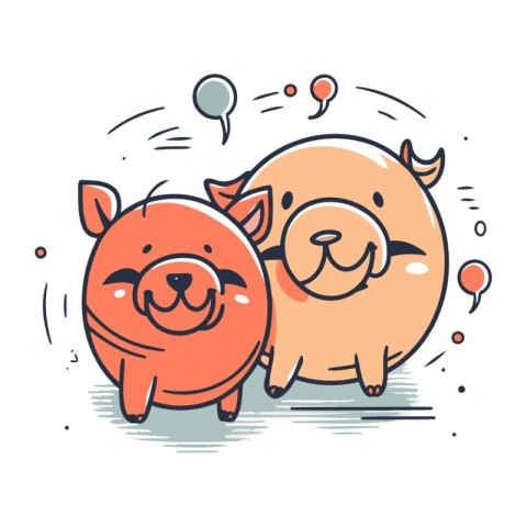 Cute piggy bank and piggy bank. Vector illustration.