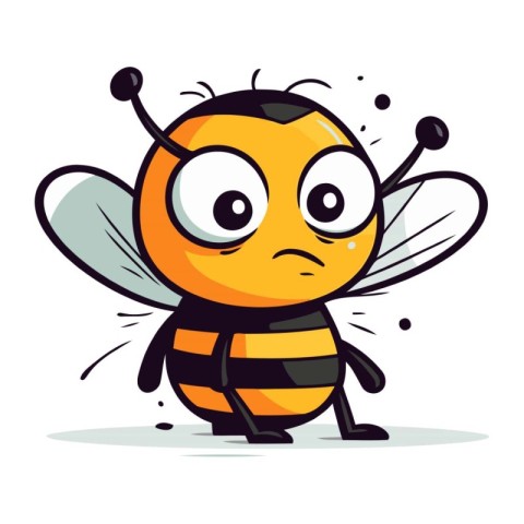 Cute cartoon bee. Vector illustration isolated on a white backgr