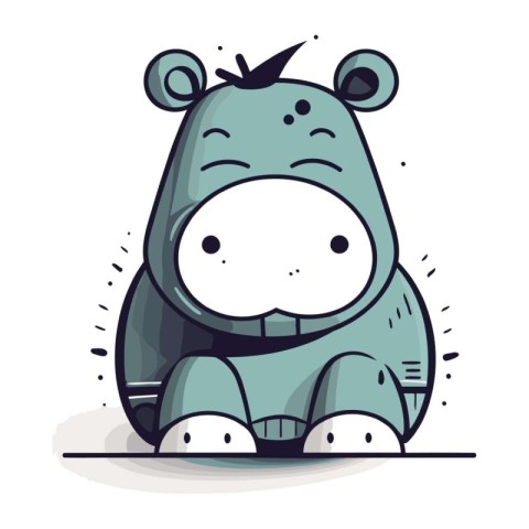 Cute hippopotamus cartoon. Vector illustration of a hippo.