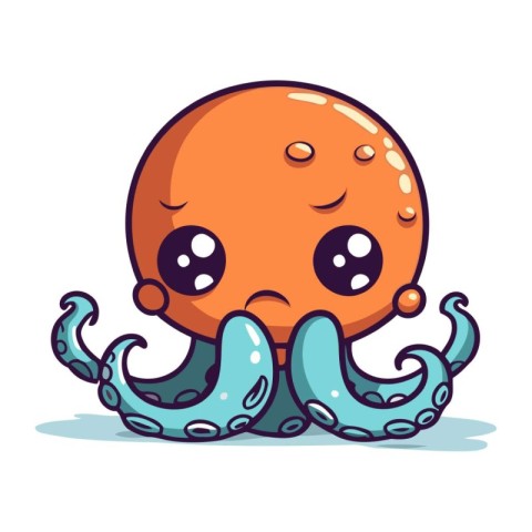 Cute cartoon octopus. Vector illustration isolated on white back