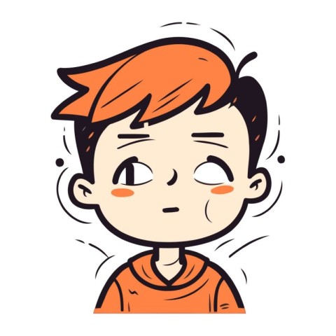 Vector illustration of a boy with angry facial expression. Emoti