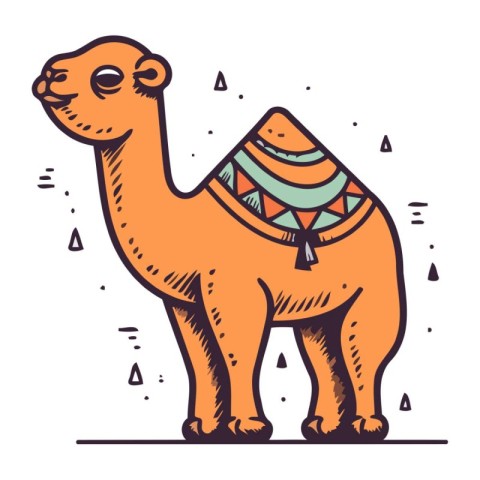 Camel. Hand drawn vector illustration in doodle style.