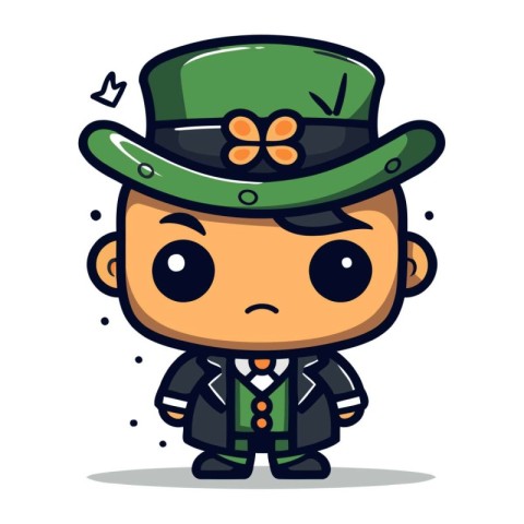 Cute Leprechaun Boy Cartoon Character Vector Illustration.