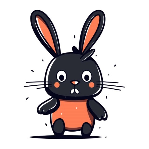 Cute rabbit. Funny cartoon character. Vector illustration on whi