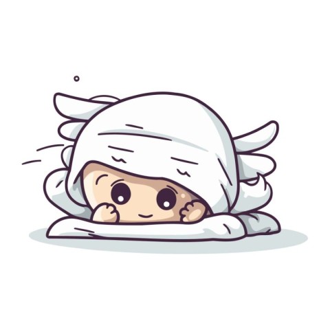 Cute angel girl with a towel on her head. Vector illustration.