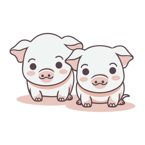 cute little pig cartoon vector illustration design graphic flat