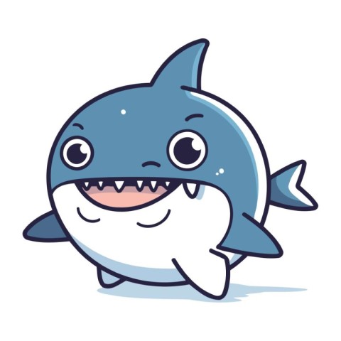 Cute cartoon shark. Vector illustration isolated on a white back